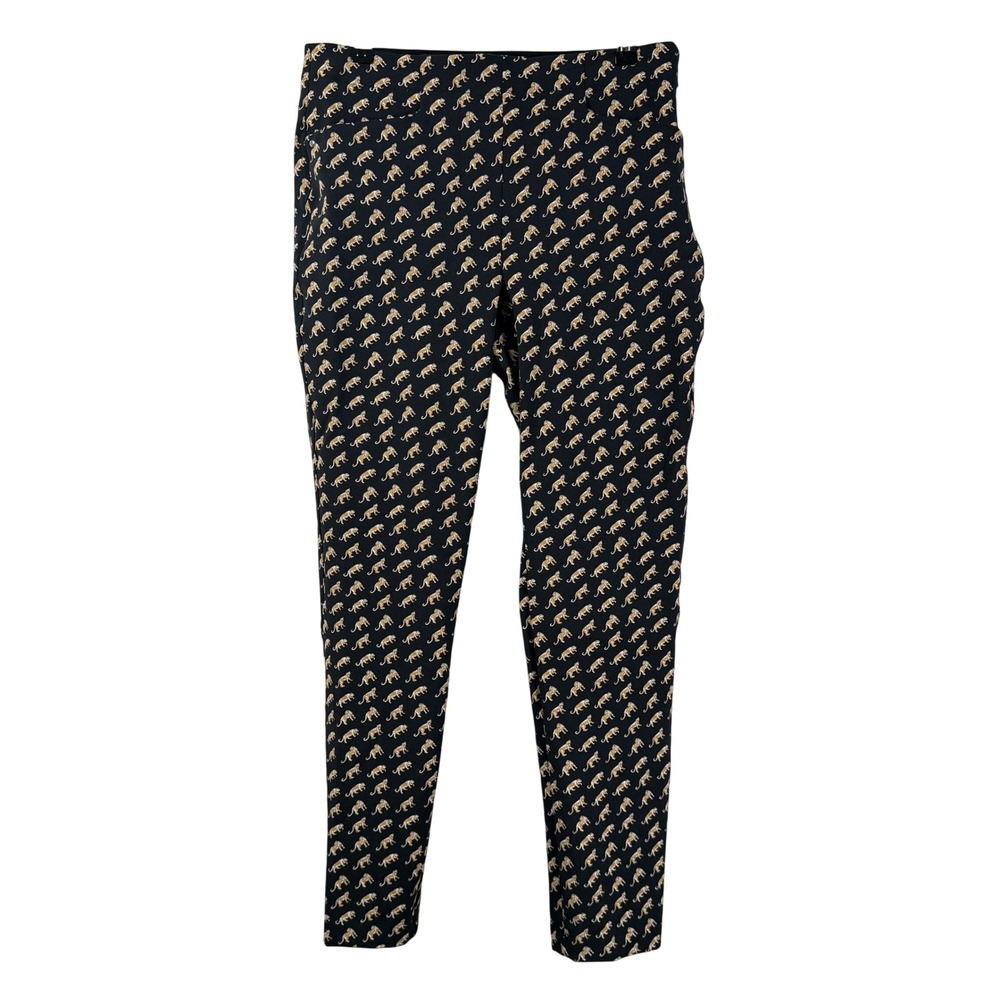 RLX Ralph Lauren Womens 12 Leopard Cheetah Print Golf Pants Black Stretch Slim